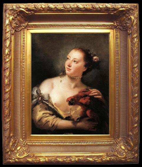 framed  Giovanni Battista Tiepolo Woman with a Parrot, Ta021